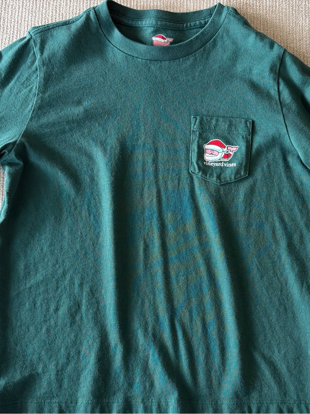 Vineyard Vines Green Long Sleeve Pocket Tee with Logo